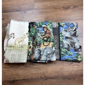 Vintage Waverly Fabric Animal Walk Jungle Safari Childrens Print Nursery Pillows